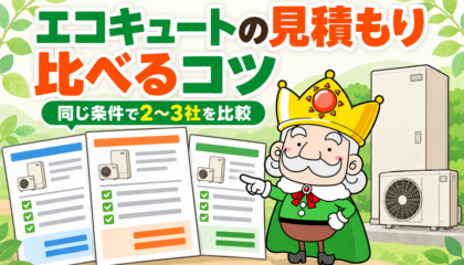 エコキュートの見積もりを同じ条件で比べるイラスト
