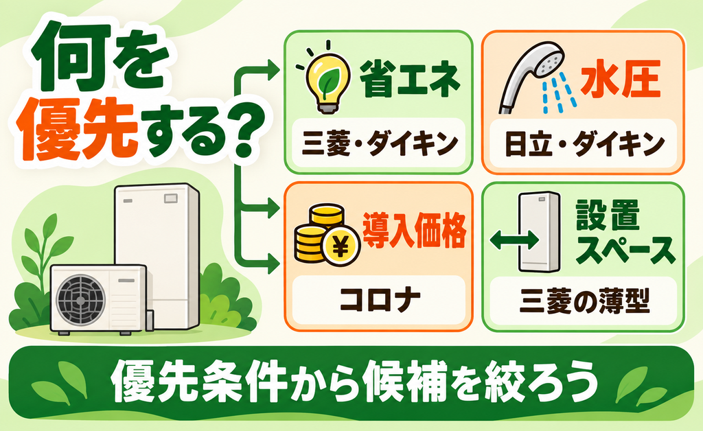 省エネ・水圧・導入価格・設置スペース別のおすすめメーカー