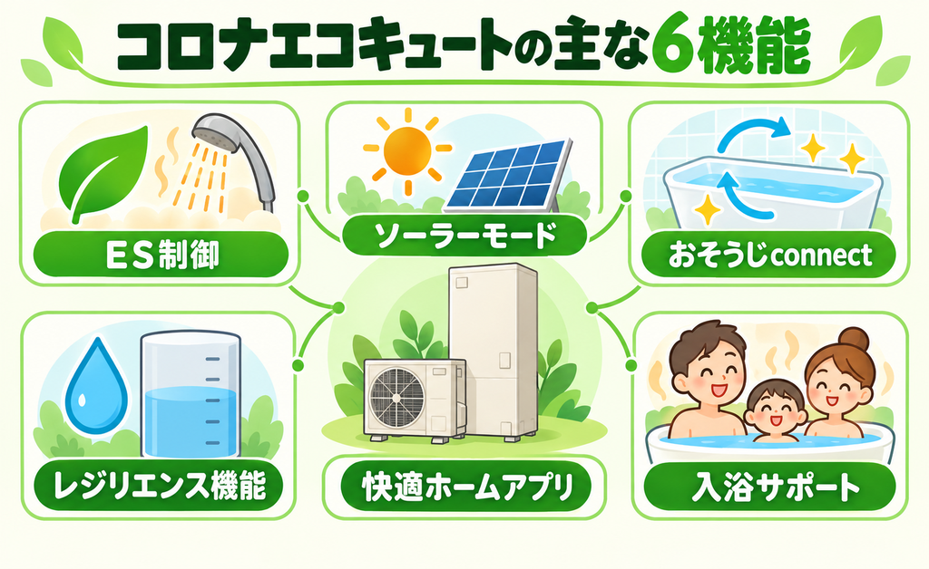 ES制御から入浴サポートまでの機能を示した図
